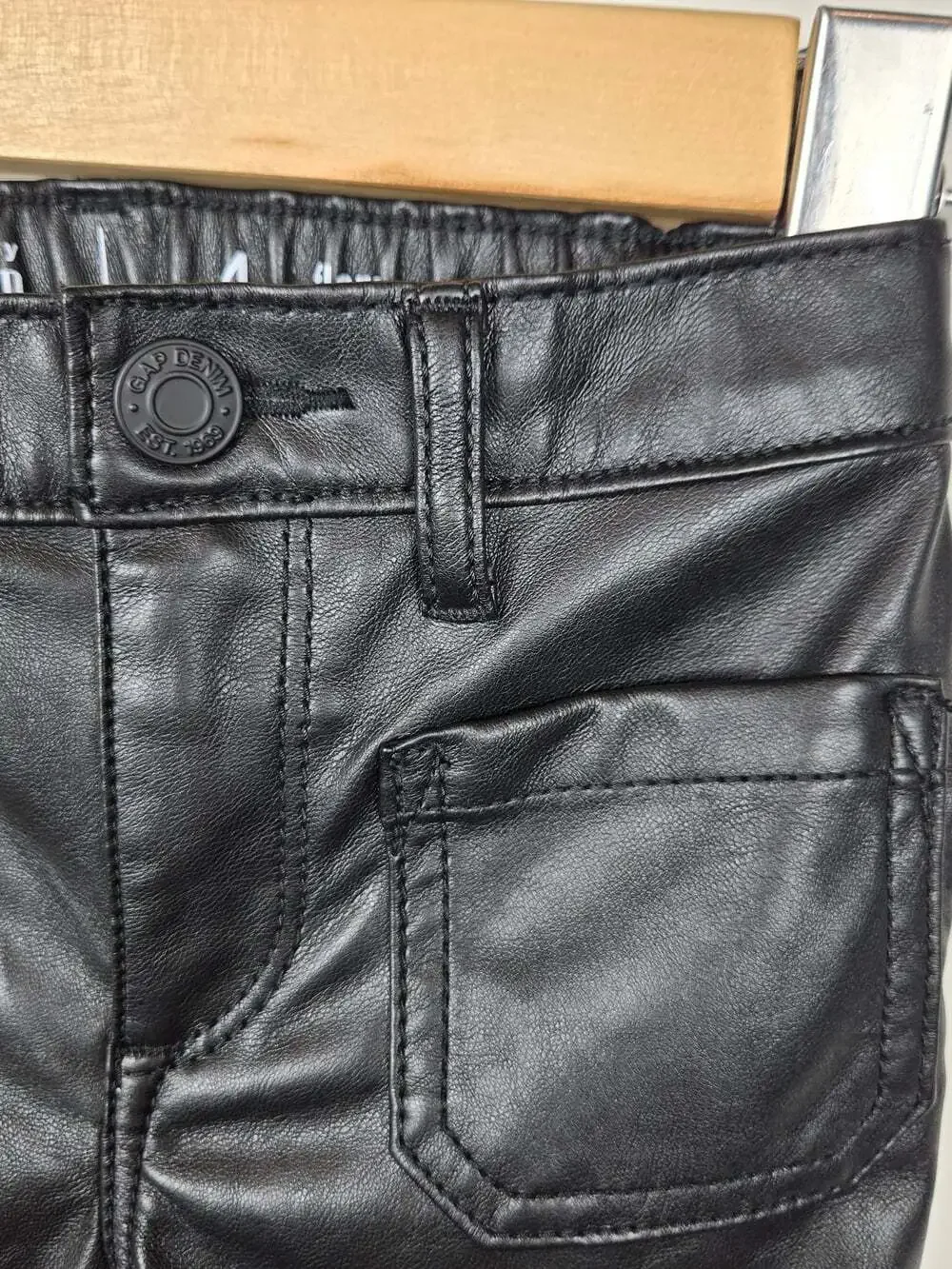 Baby Gap Girls Size 4 Black Faux Leather Flare Pants Y2K